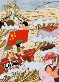 抗洪救灾和吉祥物暖暖