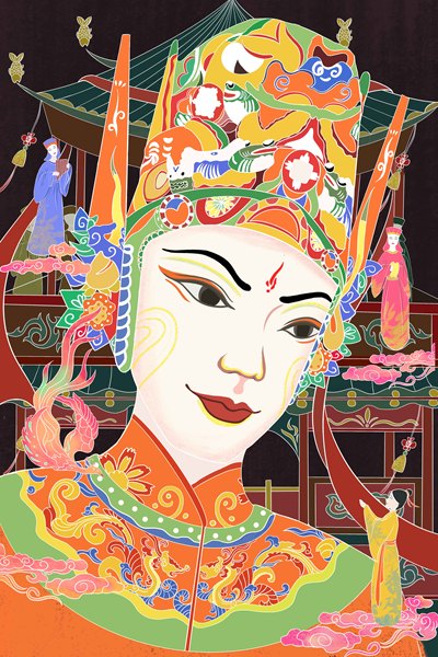 贵池二洲傩戏文化系列插画