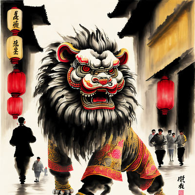 瑞狮迎春