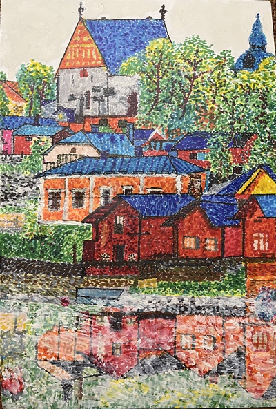 瑞典小镇（点彩画）