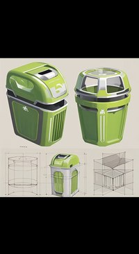 绿色科技感垃圾桶