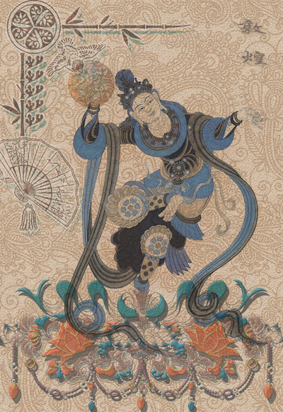 “敦煌飞天”数字刺绣