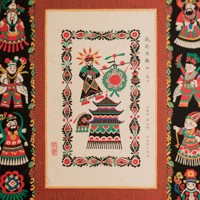 传统彩贴剪纸·民俗人物与建筑图